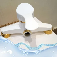 شیر سرویس بهداشتی اهرمی آیدا مدل لاله سفید طلایی با گارانتی 5 ساله