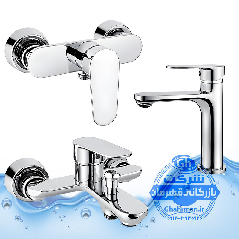 ست ۳ عددی شیرآلات برند آیدا صنعت مدل ونتو | شیر حمام + شیر توالت + شیر روشویی | کروم براق ( استیل براق )