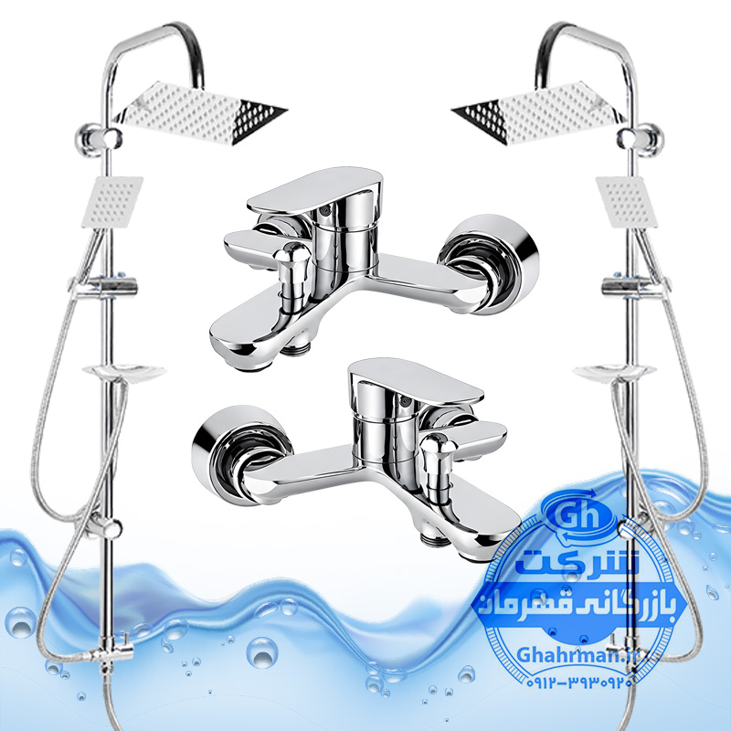 ست ۴ عددی دوش حمام با علم یونیورست صفحه استیل شیرآلات برند آیدا صنعت مدل ونتو | کروم براق ( استیل براق )