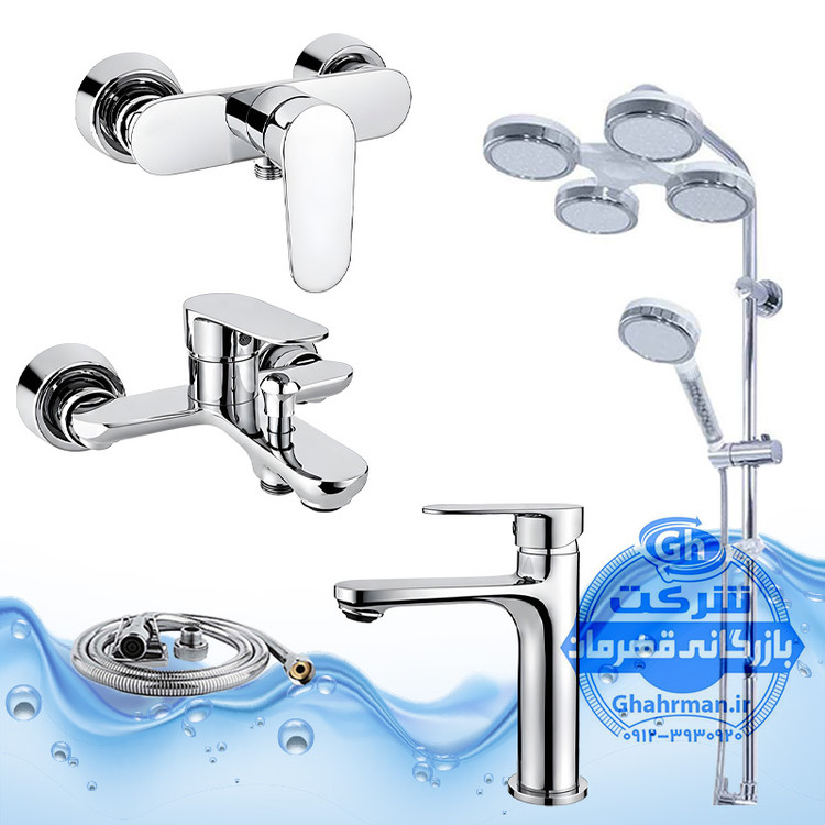 ست ۵ عددی شیرآلات برند آیدا صنعت مدل ونتو | روشویی + توالت + حمام + ظرفشویی + علم دوش هلی شاتی | کروم براق ( استیل براق )